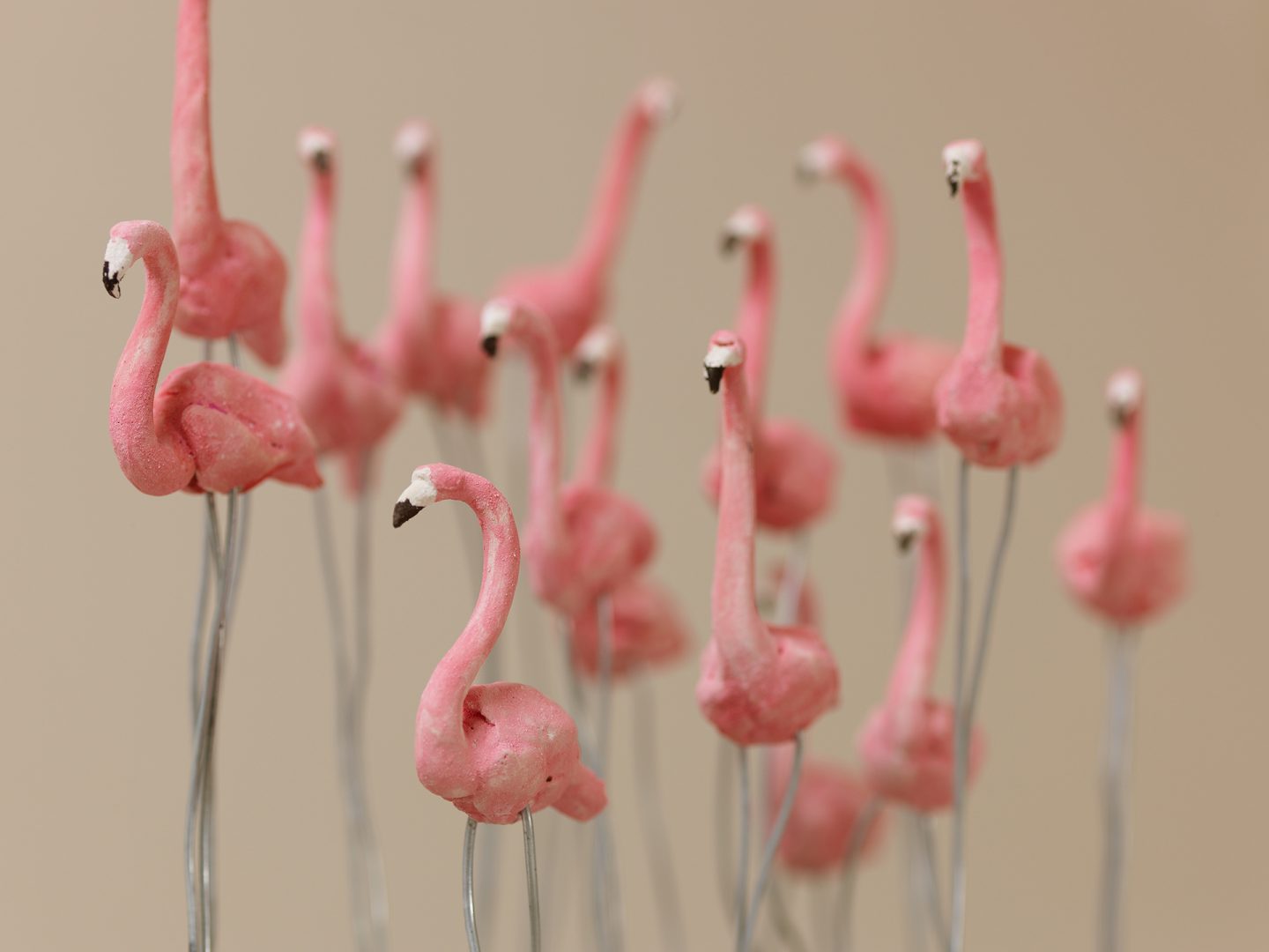 Nahaufnahme von modellierten Flamingos. ©Antje Jakob